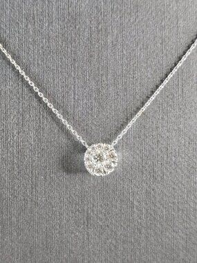 Womens Vintage Estate 18K White Gold Diamond Pendant Necklace 2.2g E5705